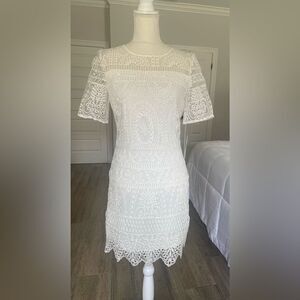 Tahari White Embroidered Lily Dress  4